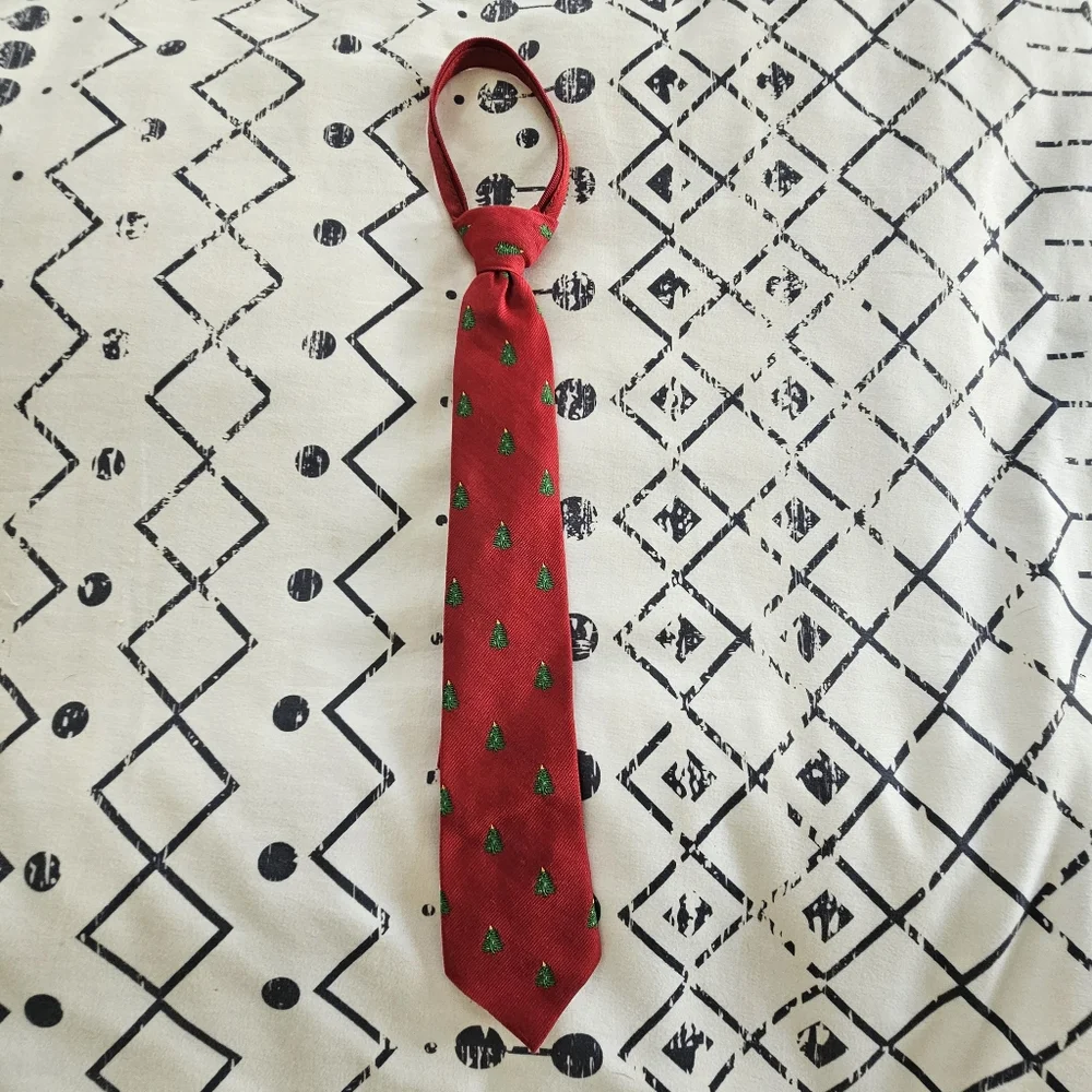 Kids Christmas Tree Patterned Adjustible Zipper Tie